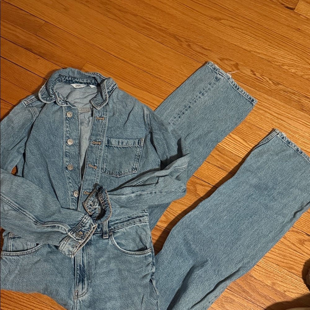 Zara denim jumpsuit boiler suit sz xs extra small